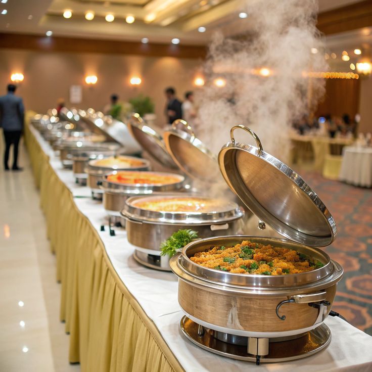 Grand wedding buffet with décor